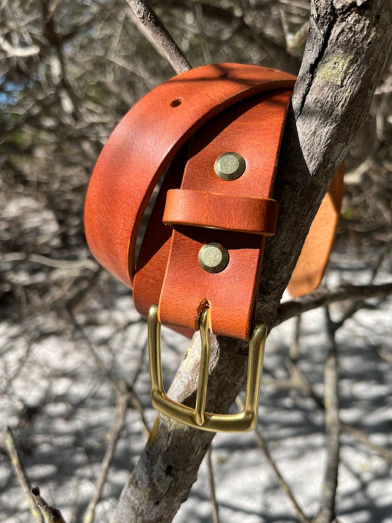 Leather Custom Belt Handmade - Vegetable Tanned Leather - Full Grain - Made to order