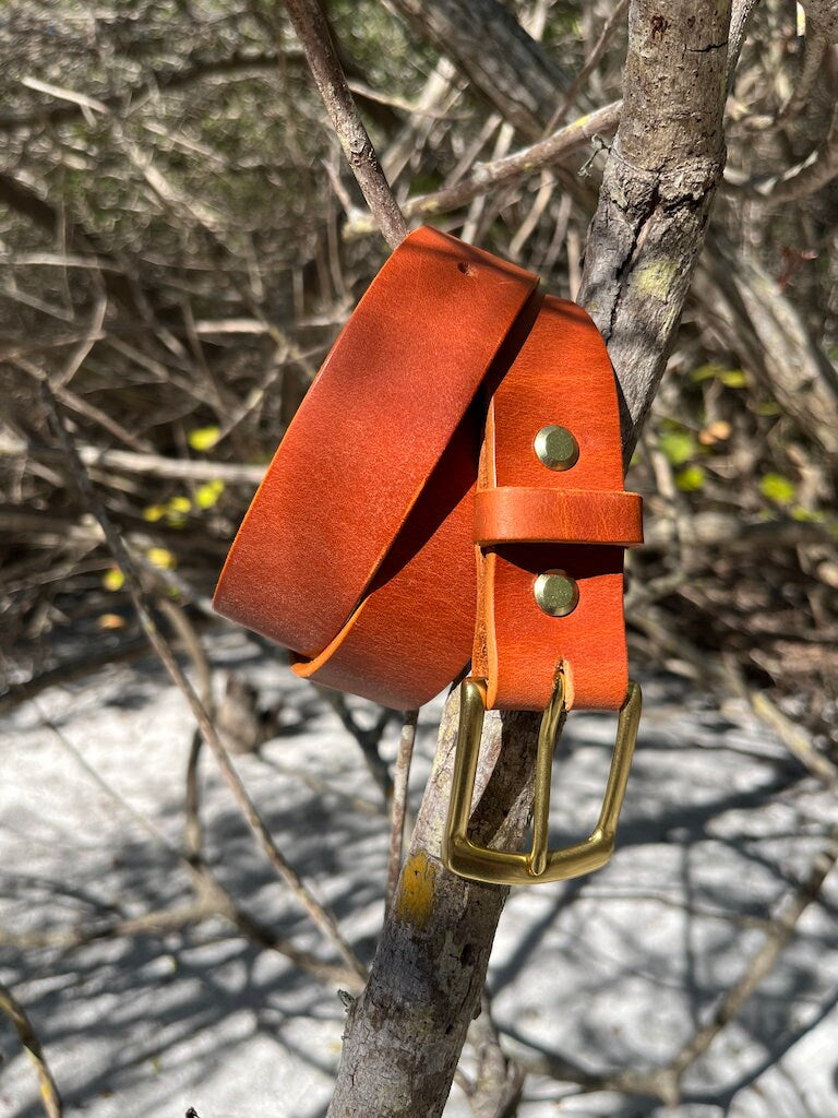 Leather Custom Belt Handmade - Vegetable Tanned Leather - Full Grain - Made to order