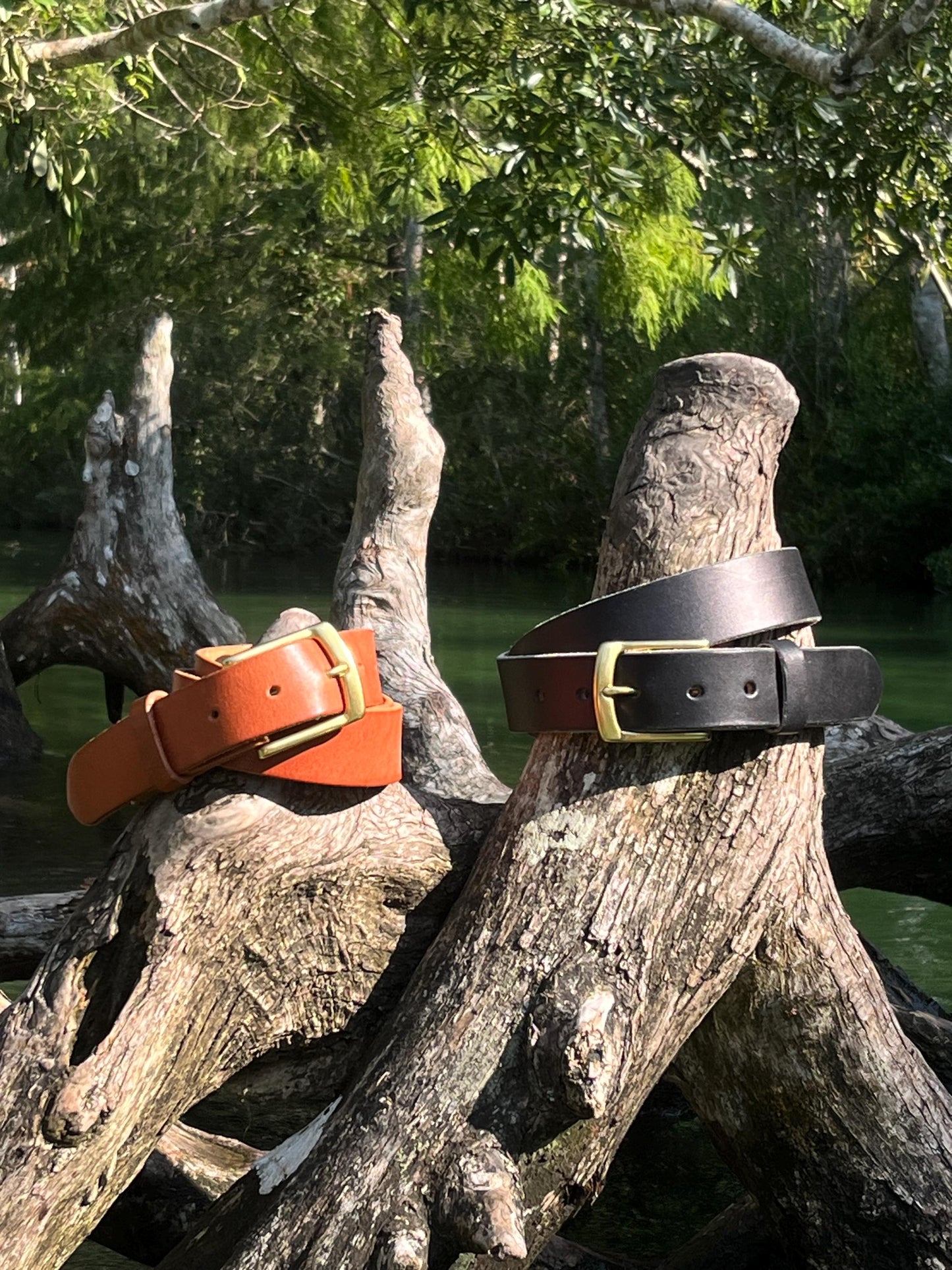 Black Leather Belt Handmade - Vegetable Tanned Leather - Made to order