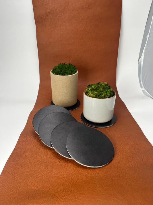 Thick Leather Coasters - Set of Four